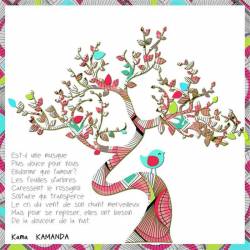 Toile poésie "L'arbre et l'oiseau" - Kama Kamanda