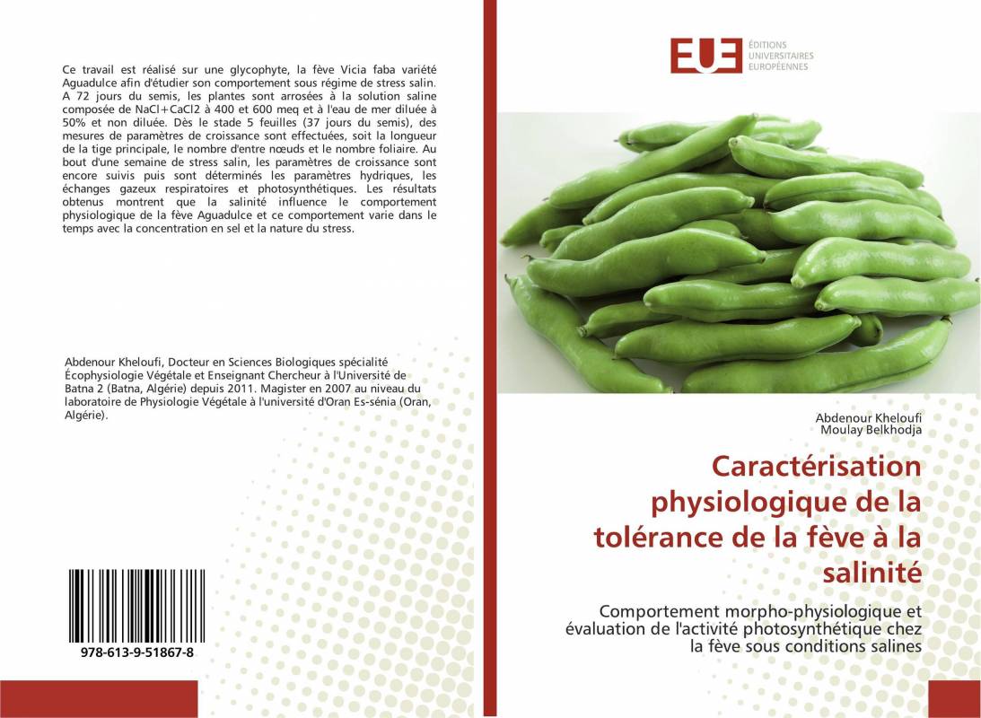 Caractérisation physiologique de la tolérance de la fève à la salinité
