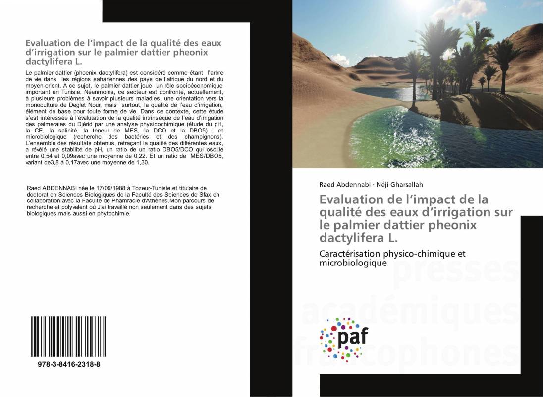 Evaluation de l’impact de la qualité des eaux d’irrigation sur le palmier dattier pheonix dactylifera L.