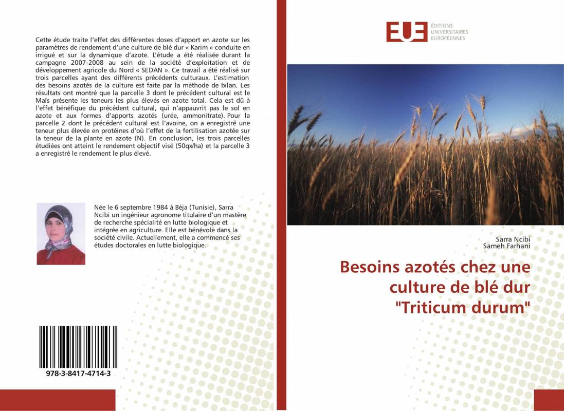 Besoins azotés chez une culture de blé dur "Triticum durum"