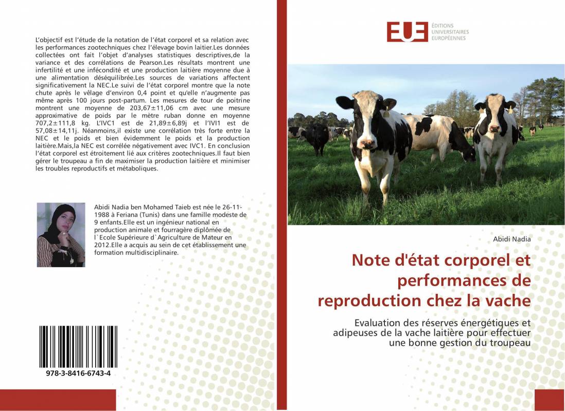 Note d'état corporel et performances de reproduction chez la vache