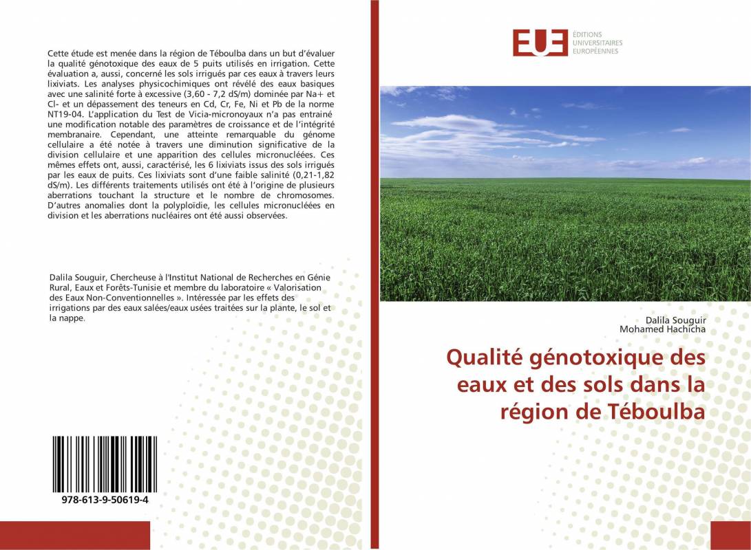 Qualité génotoxique des eaux et des sols dans la région de Téboulba
