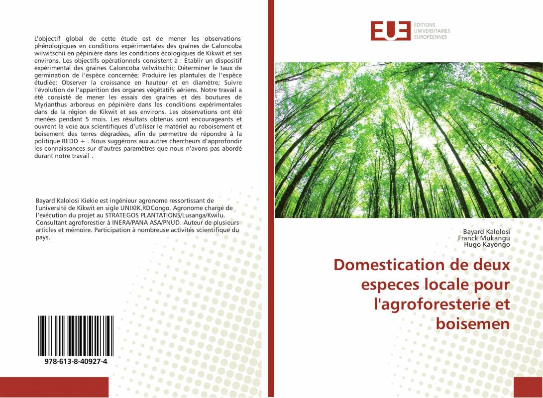 Domestication de deux especes locale pour l'agroforesterie et boisemen