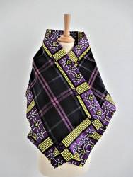 Écharpe en cachemire noire à carreaux - Black Purple II