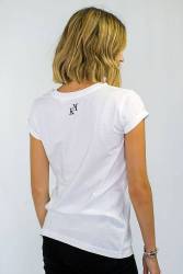 T-shirt MILEG Kalyca blanc imprimé noir femme