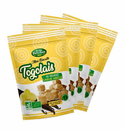 Lot de 4 Mini Biscuits Togolais Saveur Vanille Enougan