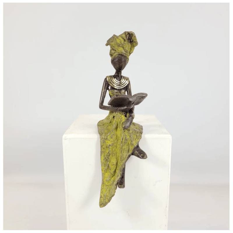 Moogoo Sculpture en bronze La lectrice 15 cm couleur vert