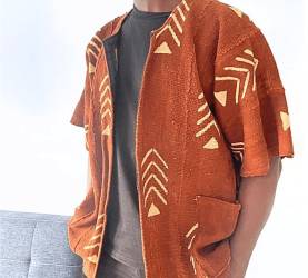 Veste Kimono Bogolan marron Mowpti