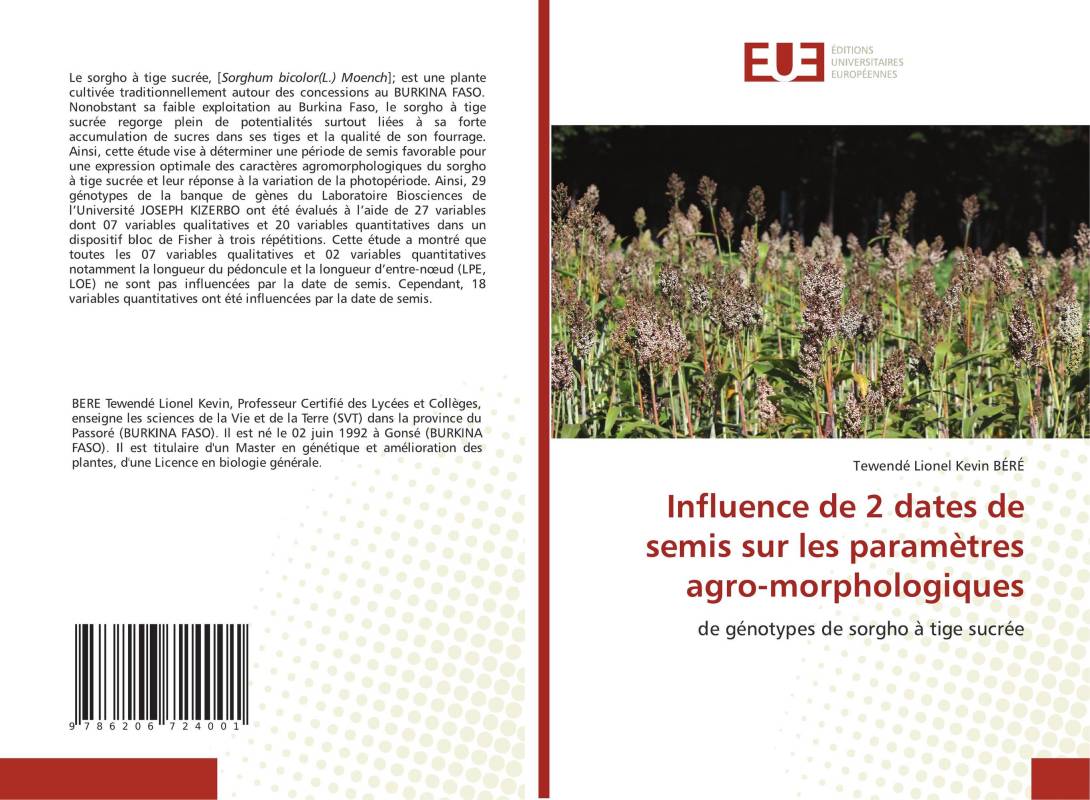 Influence de 2 dates de semis sur les paramètres agro-morphologiques