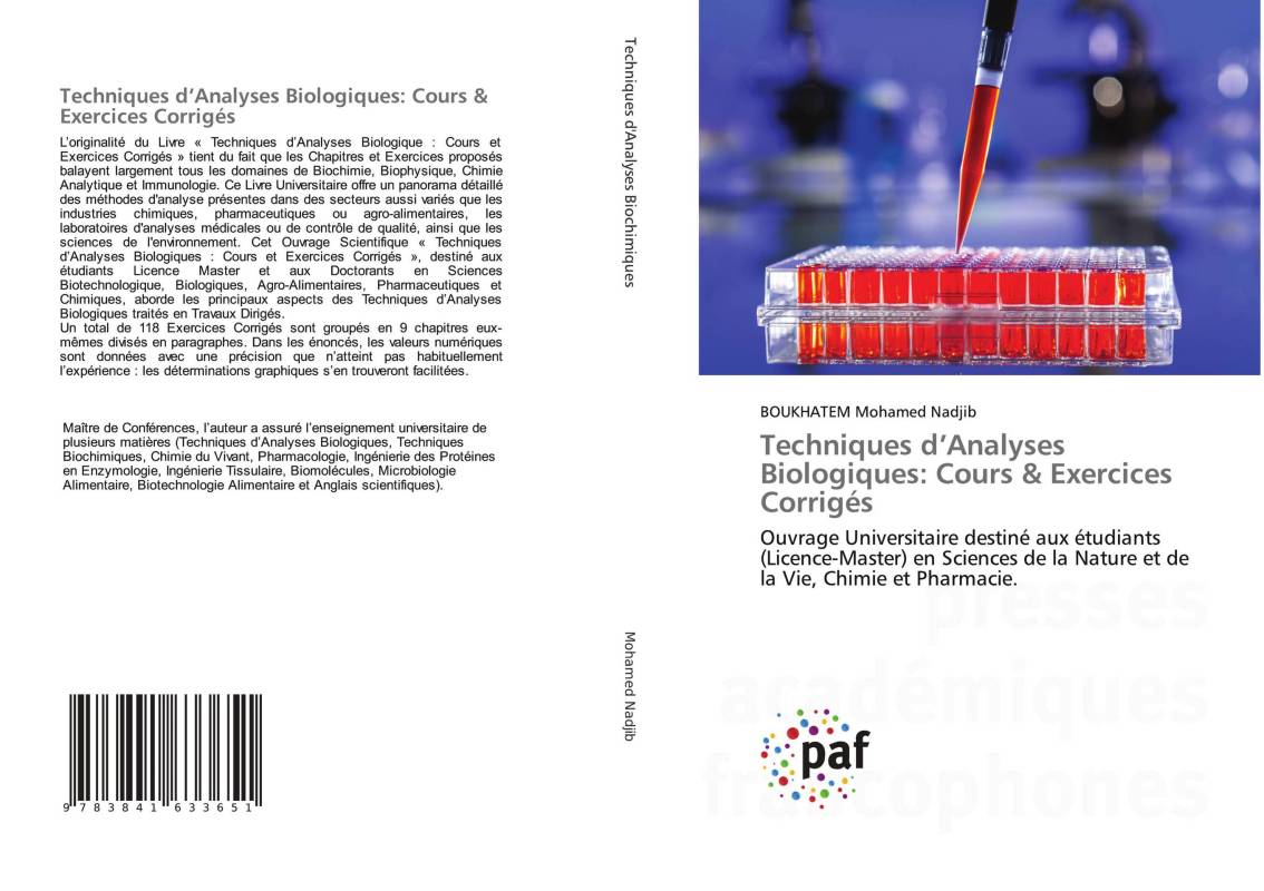 Techniques d’Analyses Biologiques: Cours & Exercices Corrigés