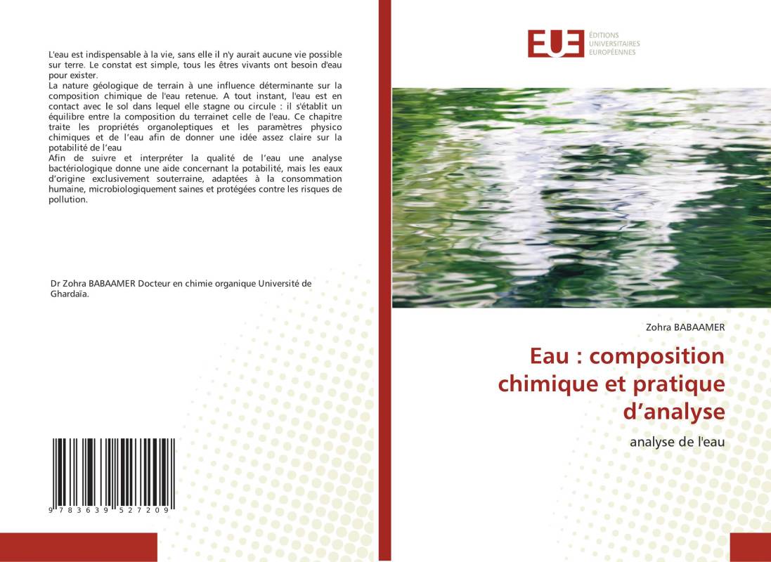 Eau : composition chimique et pratique d’analyse