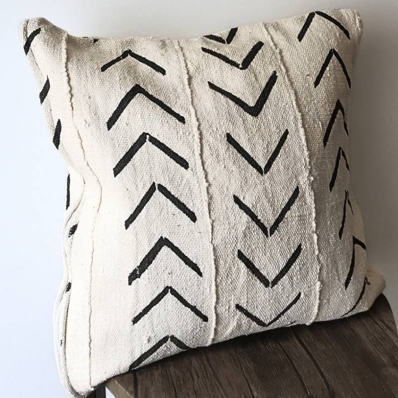 Housse de coussin Bogolan blanc